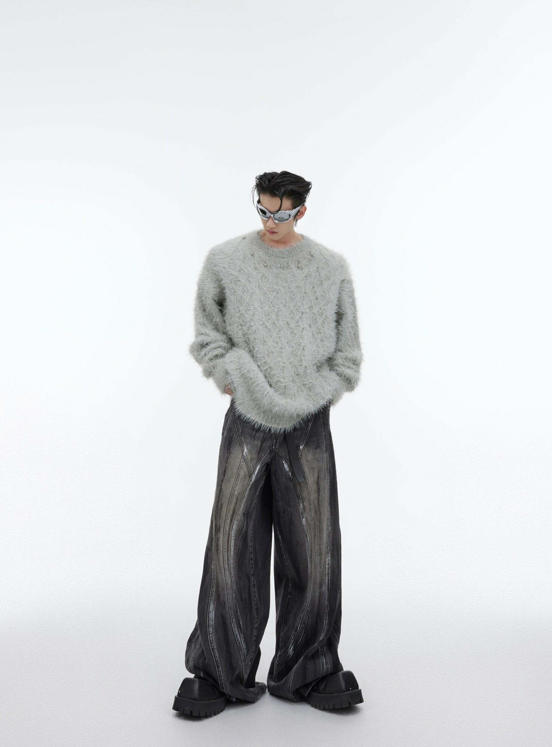 CulturE Studded Collar Sweater - Y2K Grunge, 90s Fashion, Retro Style, Pastel Goth, Y2K
