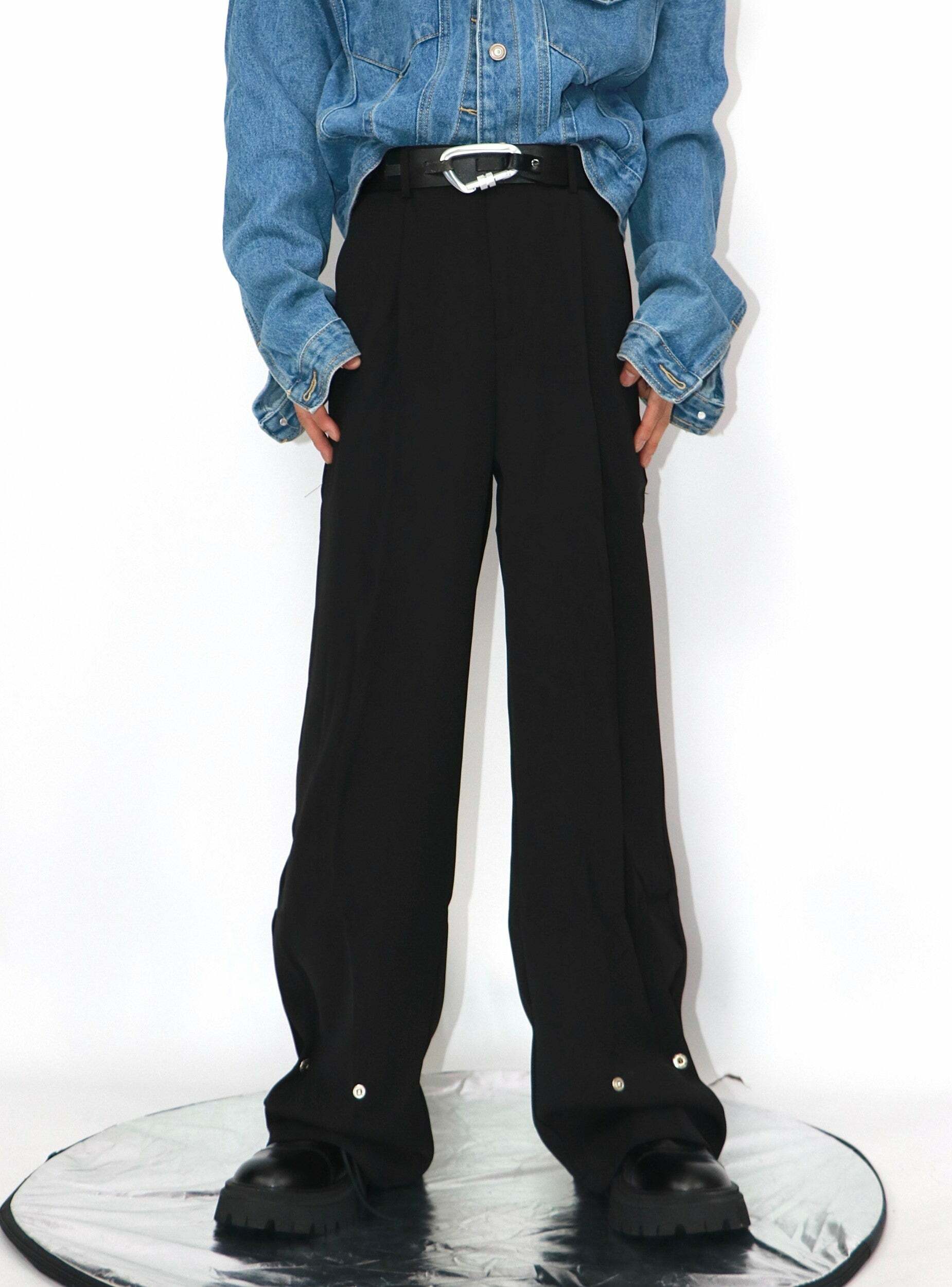CulturE Studded Trousers - Y2K Summer Grunge, 90s Retro, Gothic Y2K, Y2K Party
