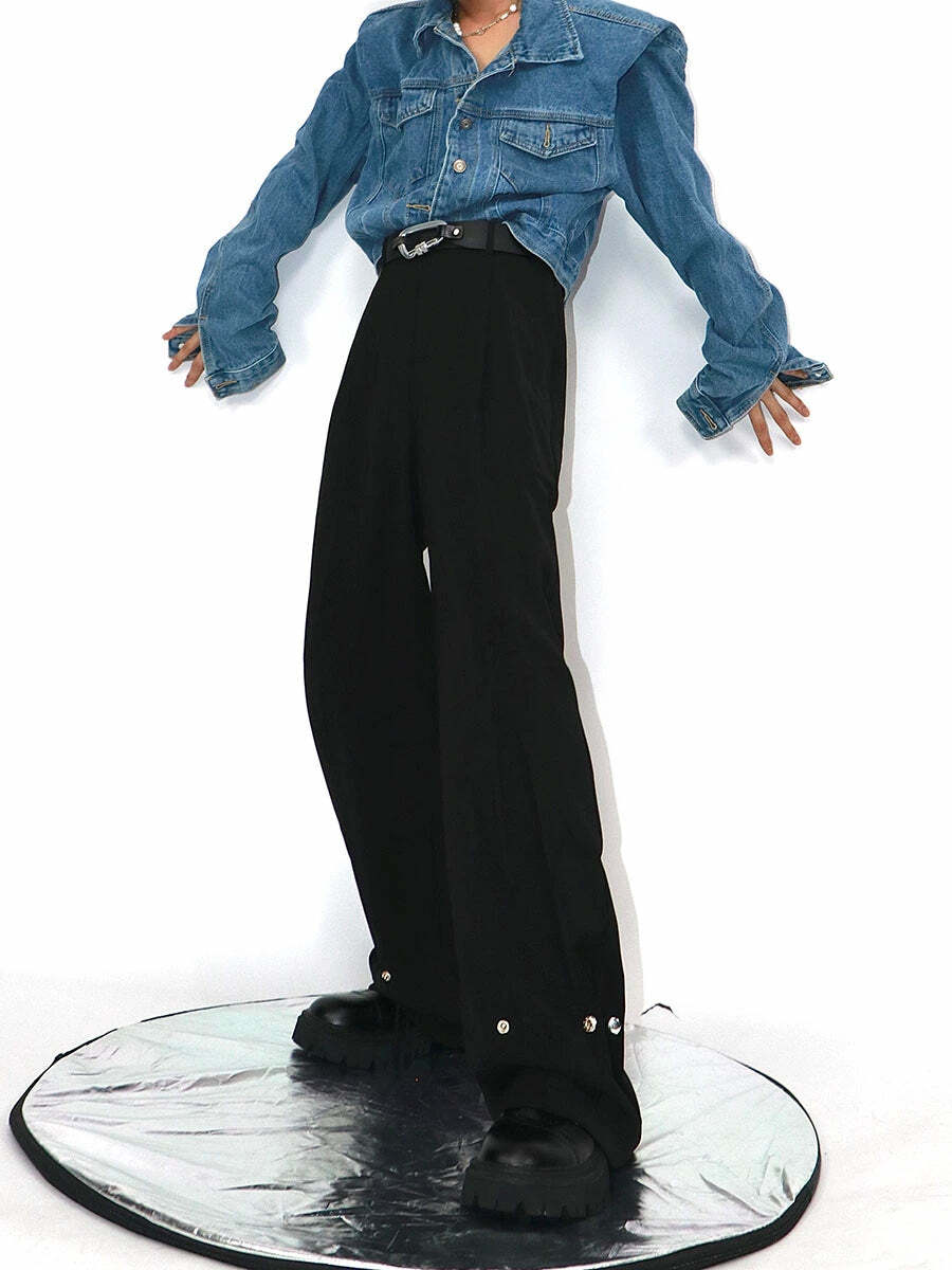 CulturE Studded Trousers - Y2K Summer Grunge, 90s Retro, Gothic Y2K, Y2K Party
