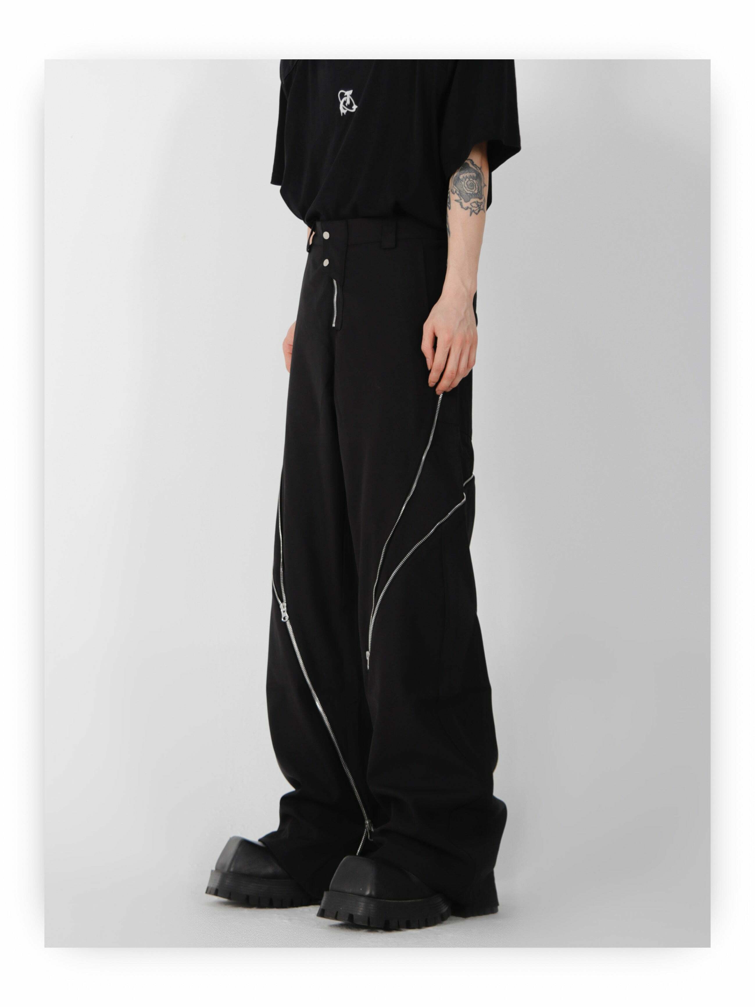 CulturE Zipper Pants - Y2K Summer Grunge, 90s Retro, Gothic Y2K, Hip Hop Fashion, Y2