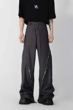 CulturE Zipper Pants - Y2K Summer Grunge, 90s Retro, Gothic Y2K, Hip Hop Fashion, Y2