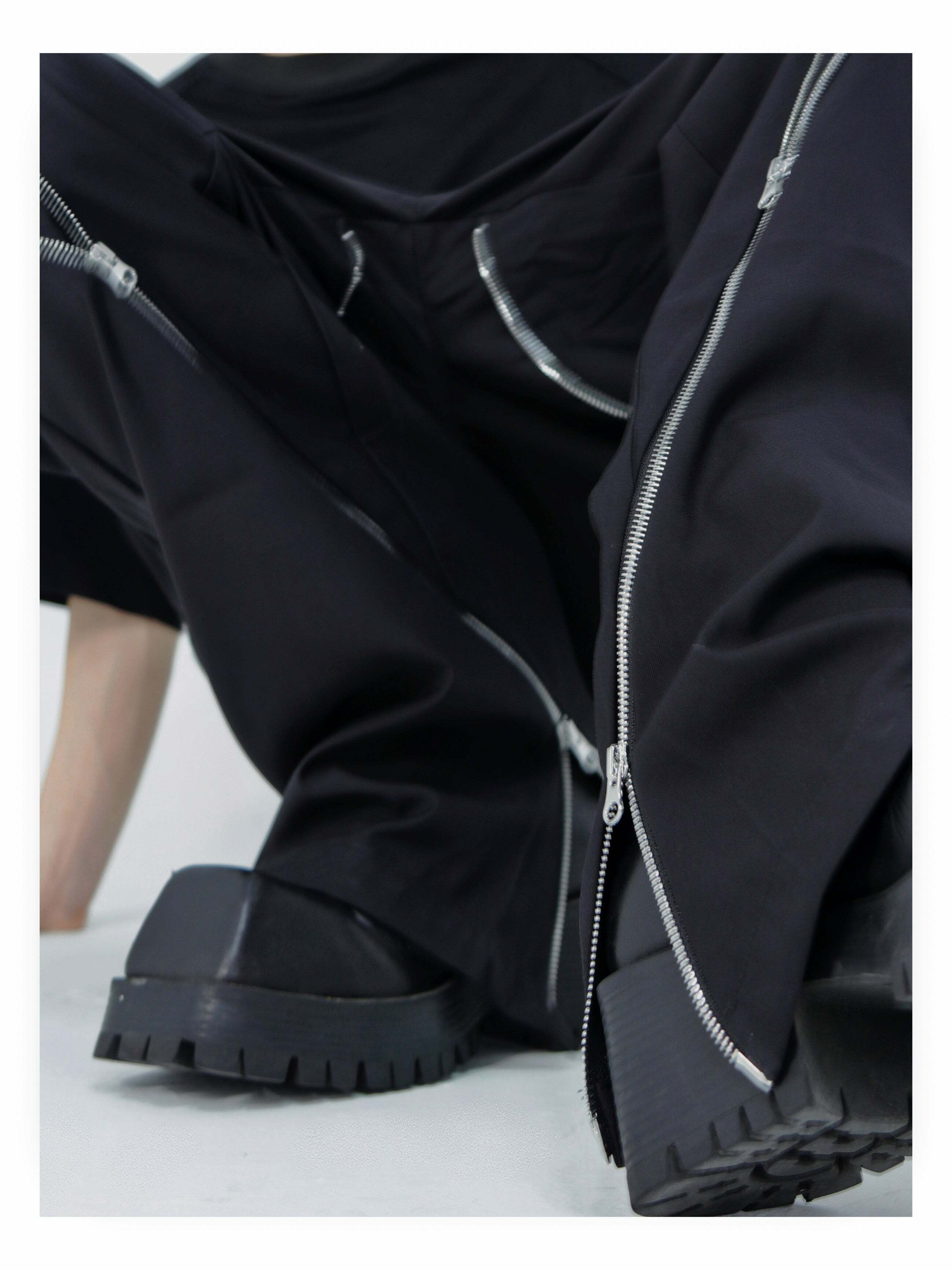 CulturE Zipper Pants - Y2K Summer Grunge, 90s Retro, Gothic Y2K, Hip Hop Fashion, Y2
