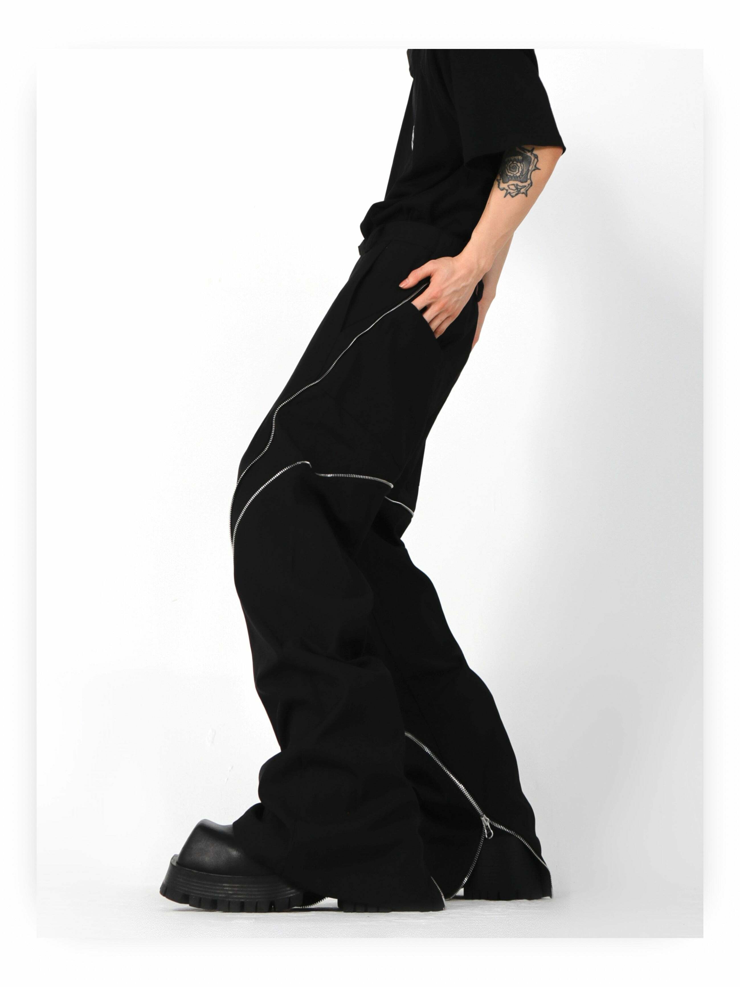 CulturE Zipper Pants - Y2K Summer Grunge & 90s Retro Fashion, Perfect for Y2K Party & Club Outfits