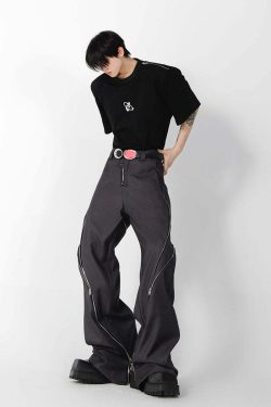 CulturE Zipper Pants - Y2K Summer Grunge & 90s Retro Fashion, Perfect for Y2K Party & Club Outfits