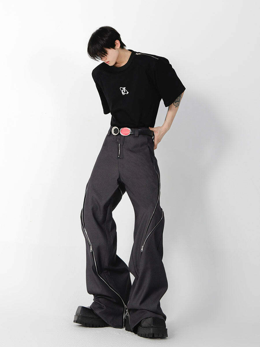 CulturE Zipper Pants - Y2K Summer Grunge & 90s Retro Fashion, Perfect for Y2K Party & Club Outfits
