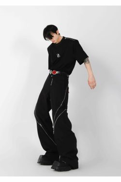 CulturE Zipper Pants - Y2K Summer Grunge & 90s Retro Fashion, Perfect for Y2K Party & Club Outfits