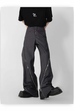 CulturE Zipper Pants - Y2K Summer Grunge & 90s Retro Fashion, Perfect for Y2K Party & Club Outfits