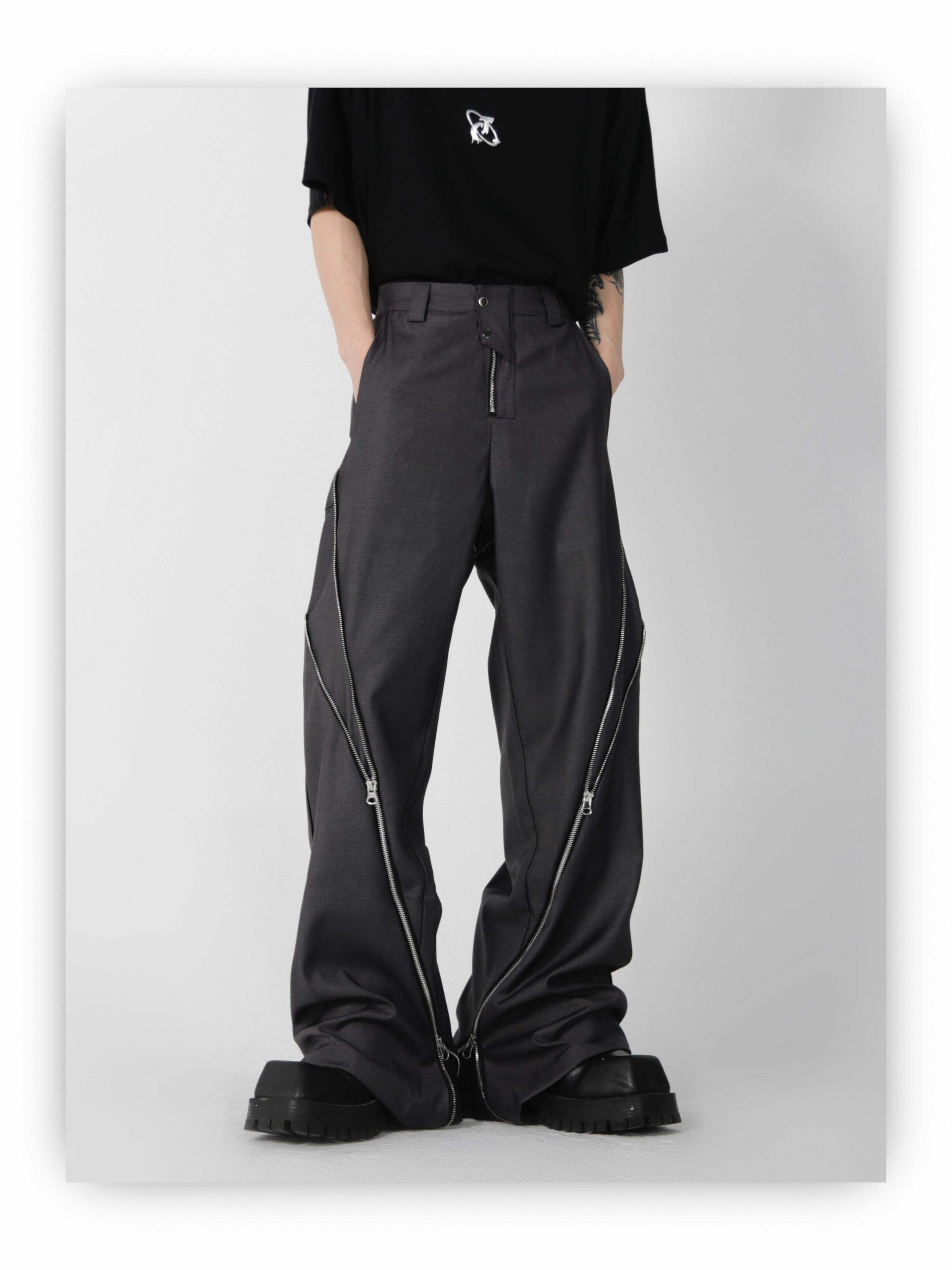 CulturE Zipper Pants - Y2K Summer Grunge & 90s Retro Fashion, Perfect for Y2K Party & Club Outfits