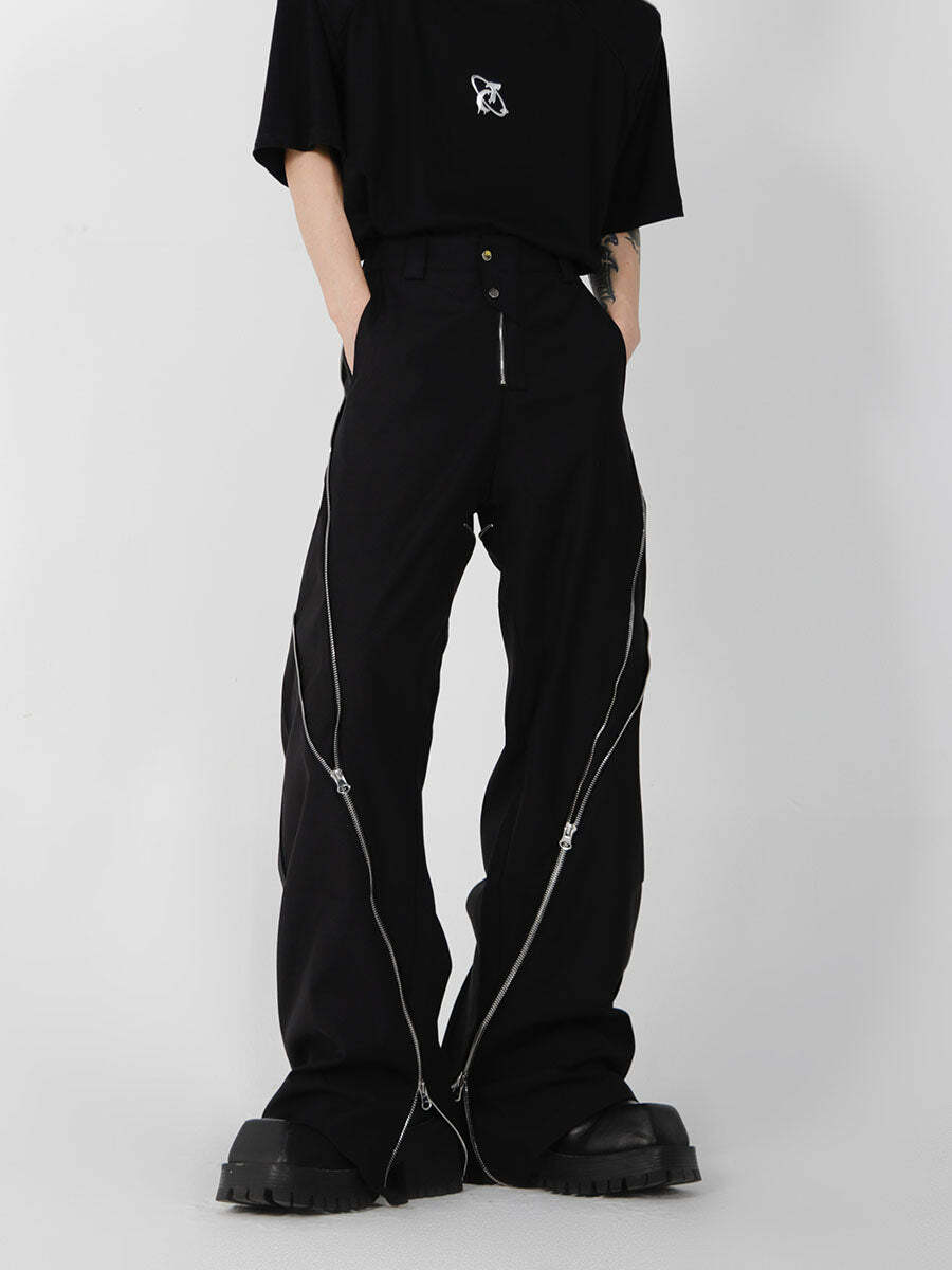 CulturE Zipper Pants - Y2K Summer Grunge & 90s Retro Fashion, Perfect for Y2K Party & Club Outfits