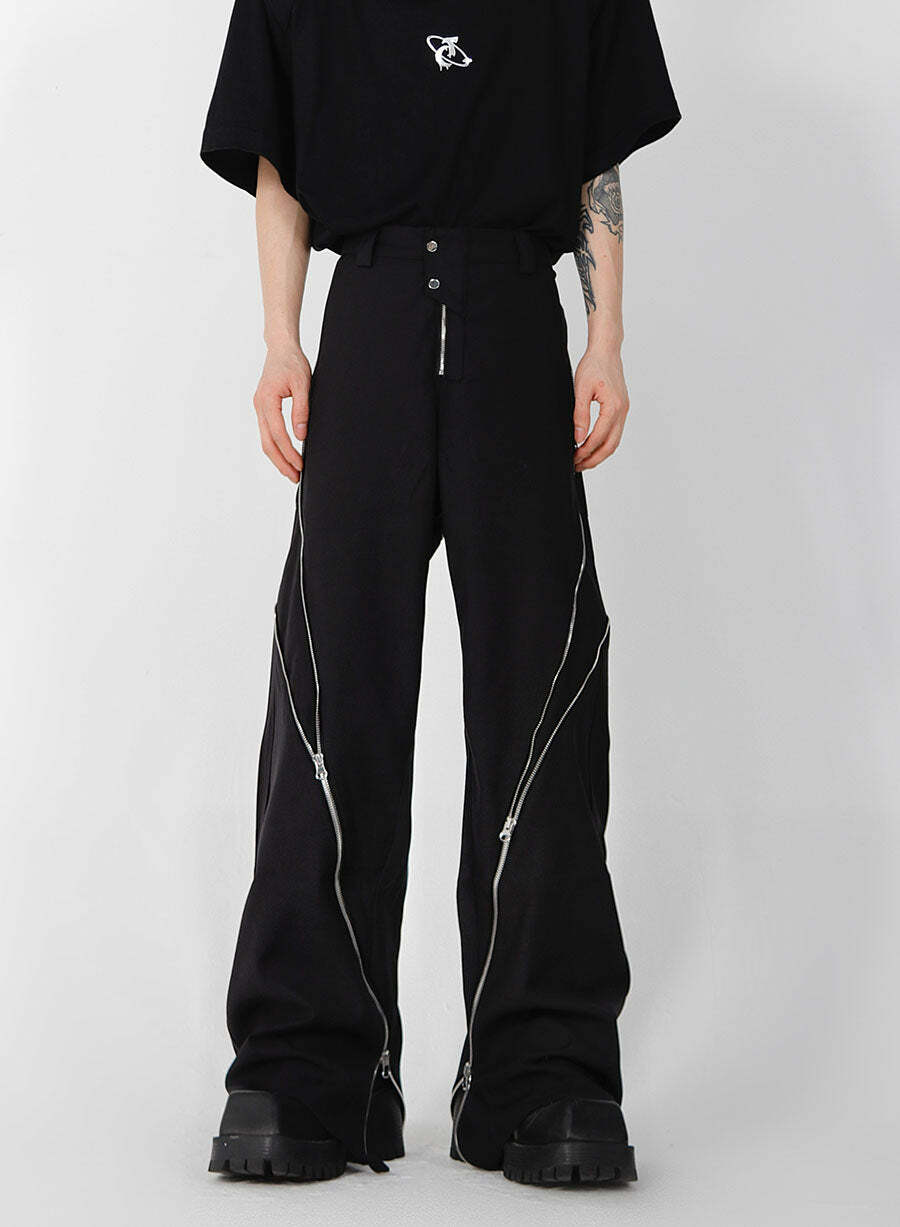 CulturE Zipper Pants - Y2K Summer Grunge & 90s Retro Fashion, Perfect for Y2K Party & Club Outfits