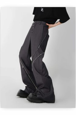 CulturE Zipper Pants - Y2K Summer Grunge & 90s Retro Fashion, Perfect for Y2K Party & Club Outfits