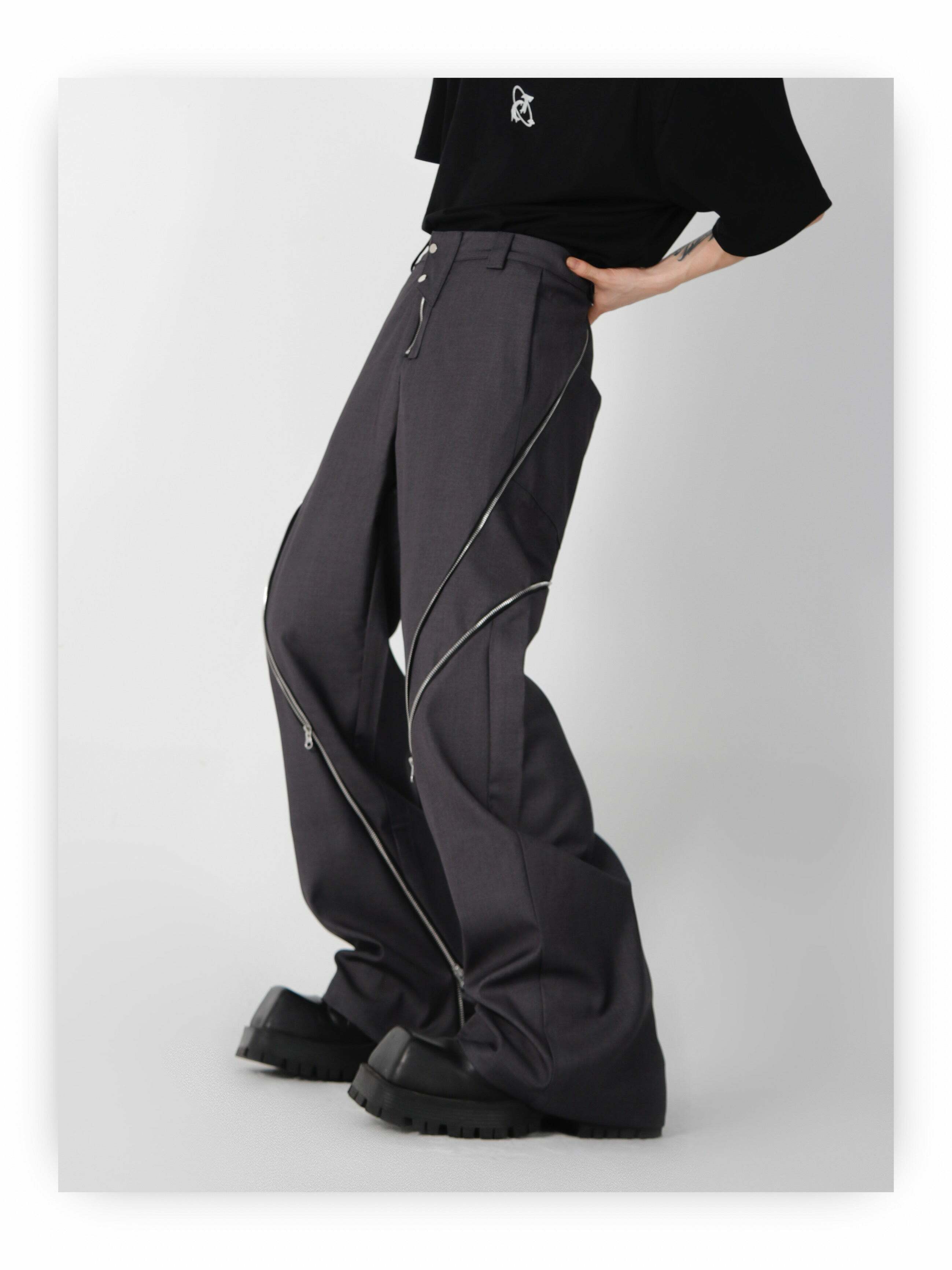 CulturE Zipper Pants - Y2K Summer Grunge & 90s Retro Fashion, Perfect for Y2K Party & Club Outfits