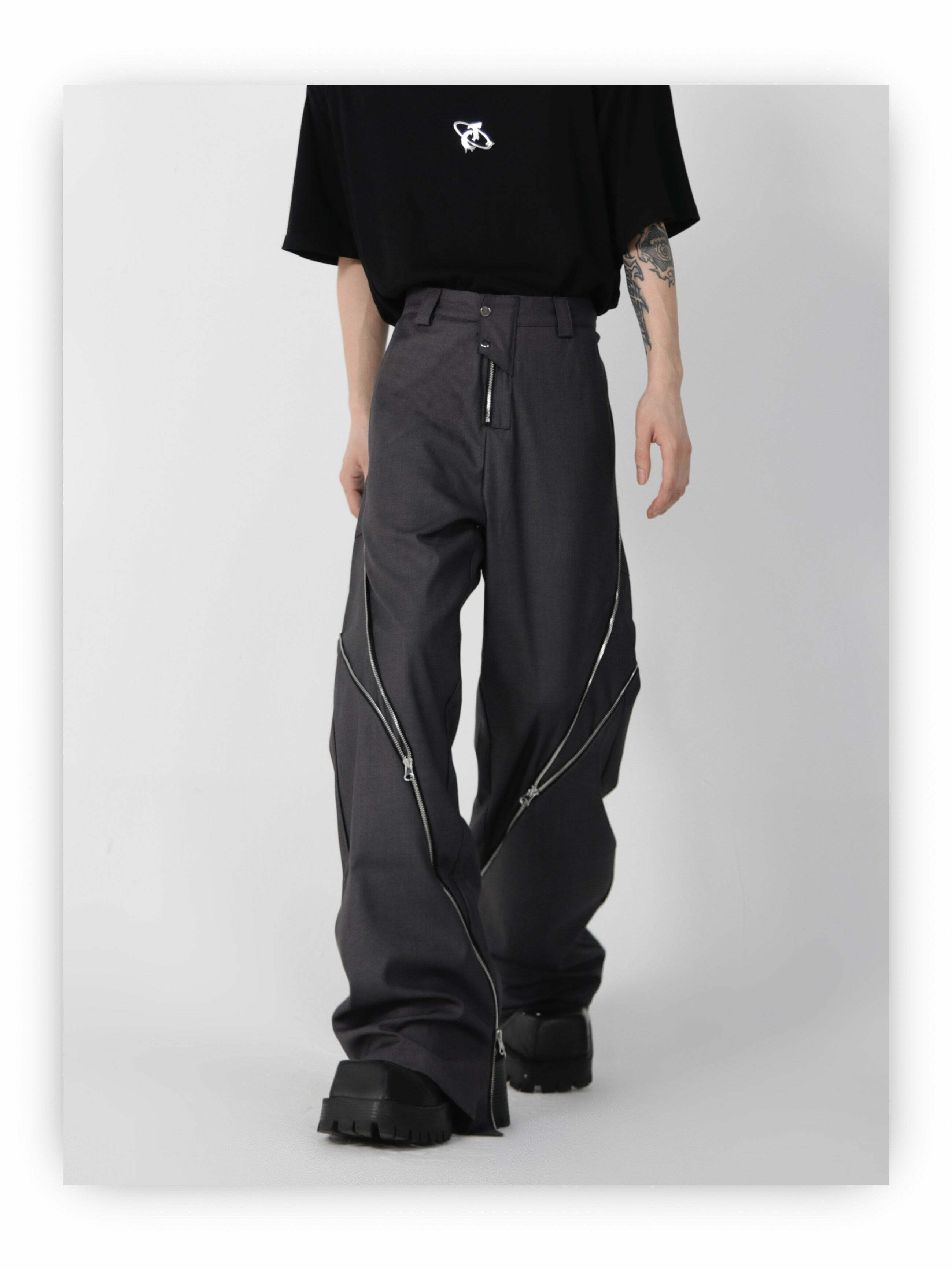 CulturE Zipper Pants - Y2K Summer Grunge & 90s Retro Fashion, Perfect for Y2K Party & Club Outfits