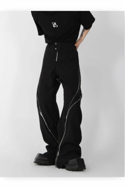 CulturE Zipper Pants - Y2K Summer Grunge & 90s Retro Fashion, Perfect for Y2K Party & Club Outfits
