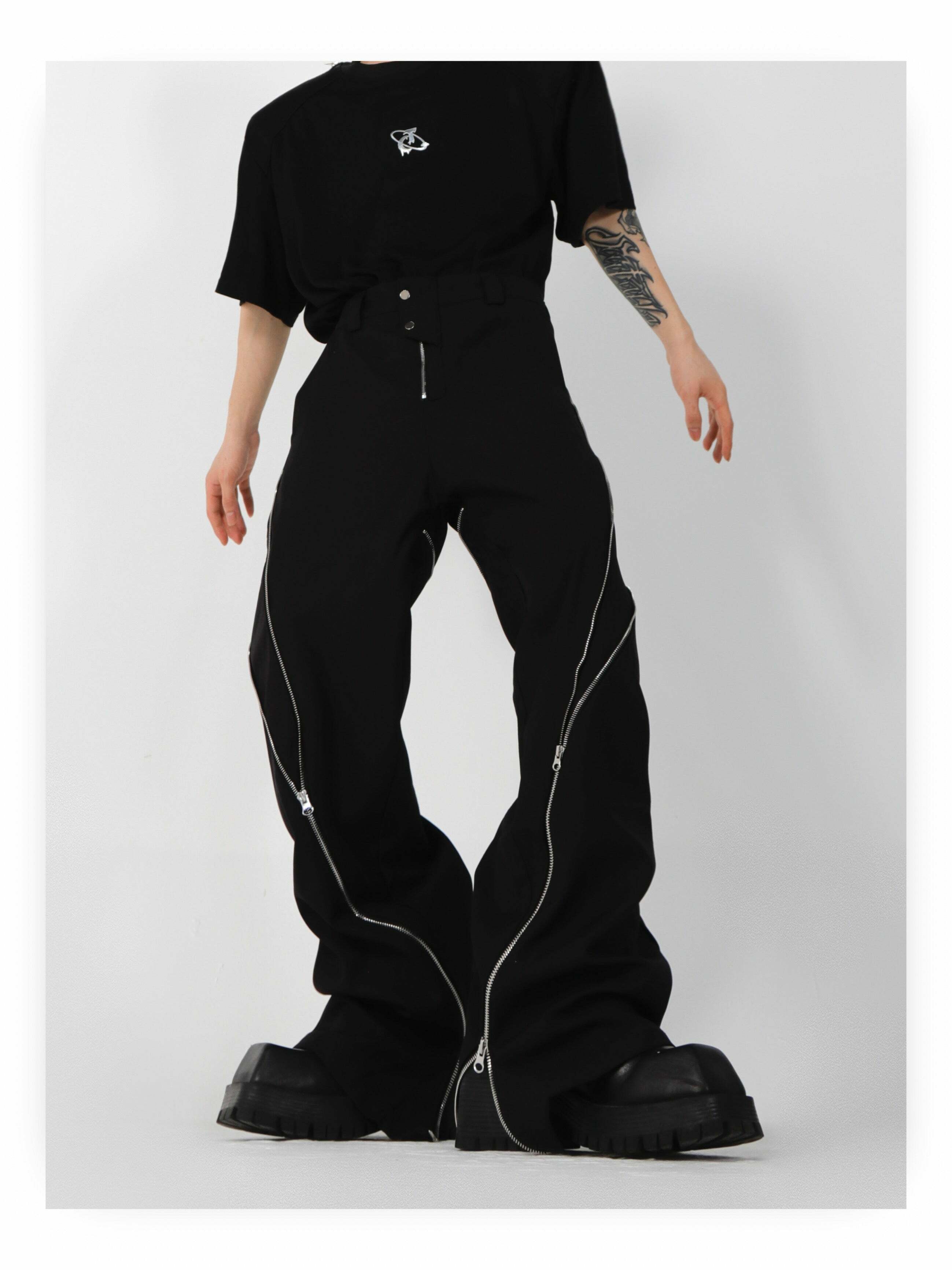 CulturE Zipper Pants - Y2K Summer Grunge & 90s Retro Fashion, Perfect for Y2K Party & Club Outfits