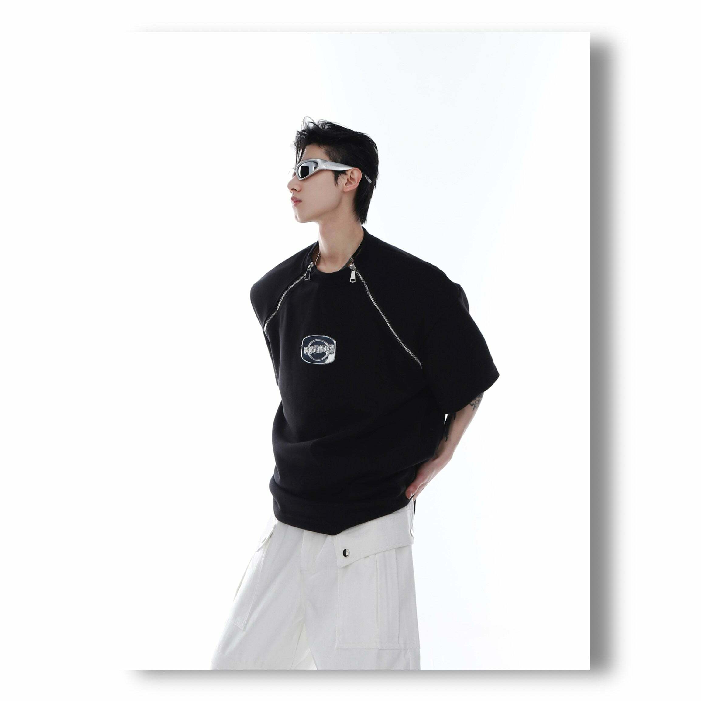 CulturE Zipper Tee - Y2K Summer Grunge, 90s Retro, Pastel Goth, Baby Tees, Y2K