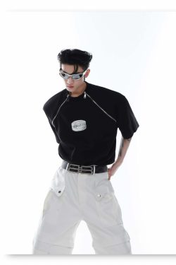 CulturE Zipper Tee - Y2K Summer Grunge, 90s Retro, Pastel Goth, Baby Tees, Y2K