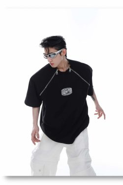 CulturE Zipper Tee - Y2K Summer Grunge, 90s Retro, Pastel Goth, Baby Tees, Y2K