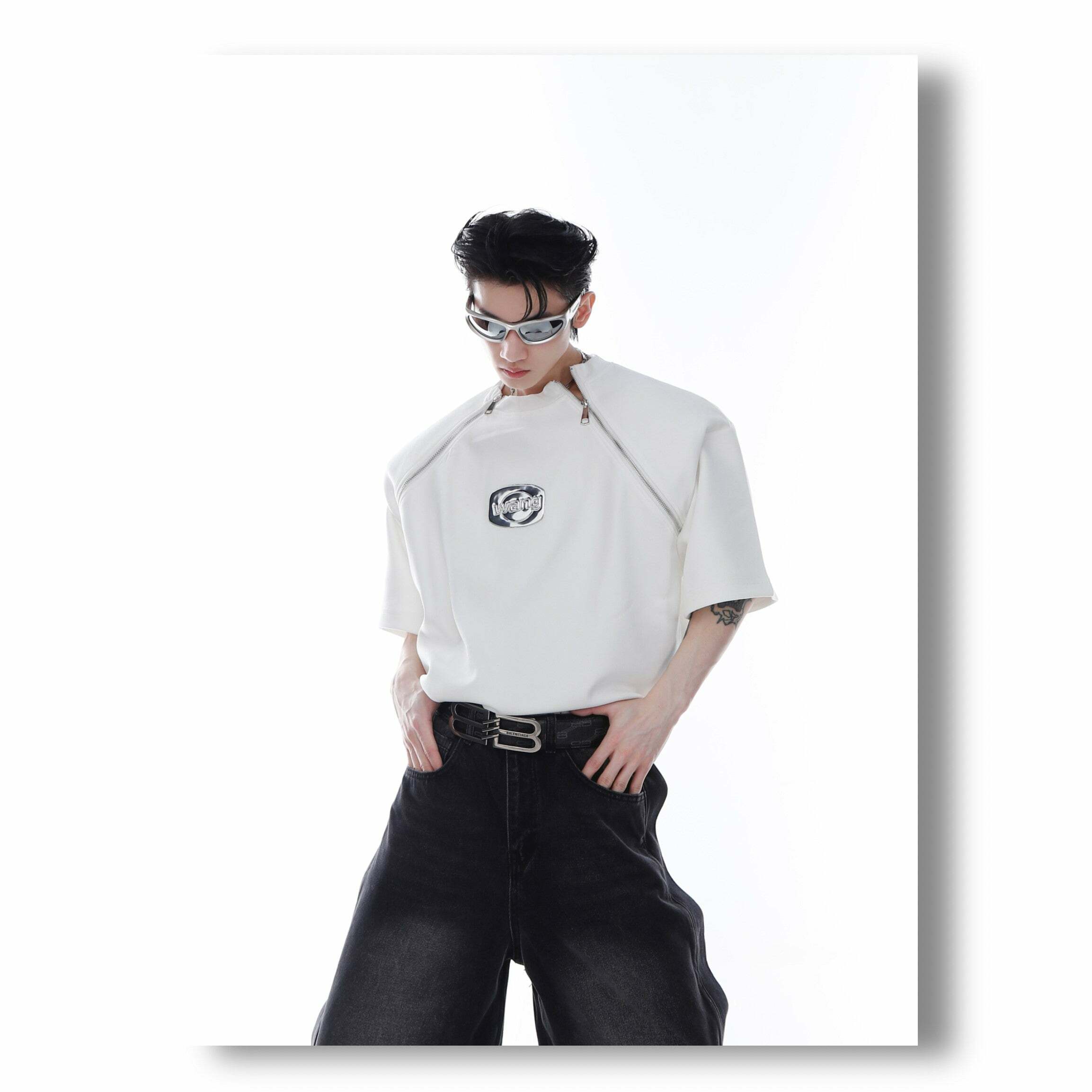 CulturE Zipper Tee - Y2K Summer Grunge, 90s Retro, Pastel Goth, Y2K Club & Party Out