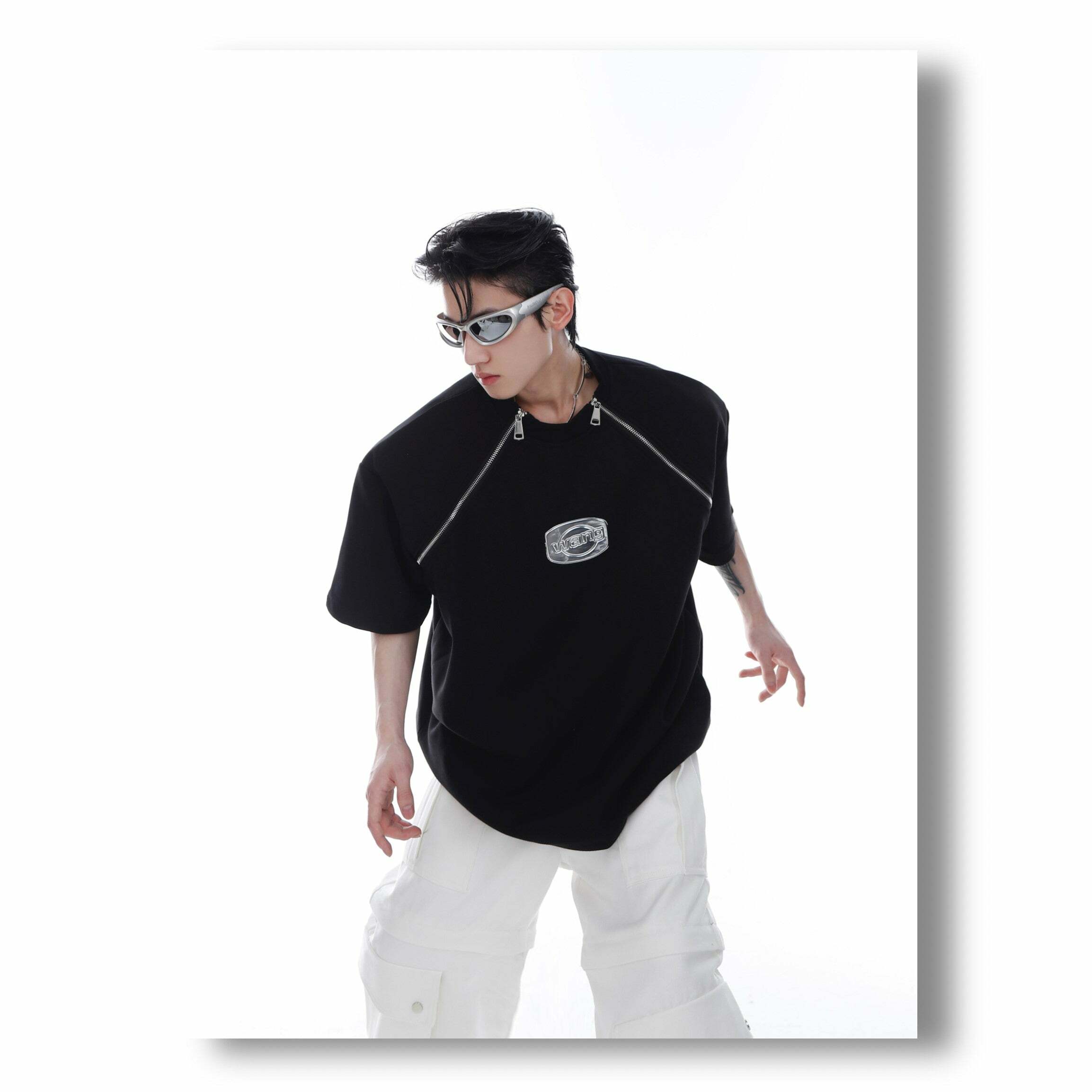 CulturE Zipper Tee - Y2K Summer Grunge, 90s Retro, Pastel Goth, Y2K Club & Party Out