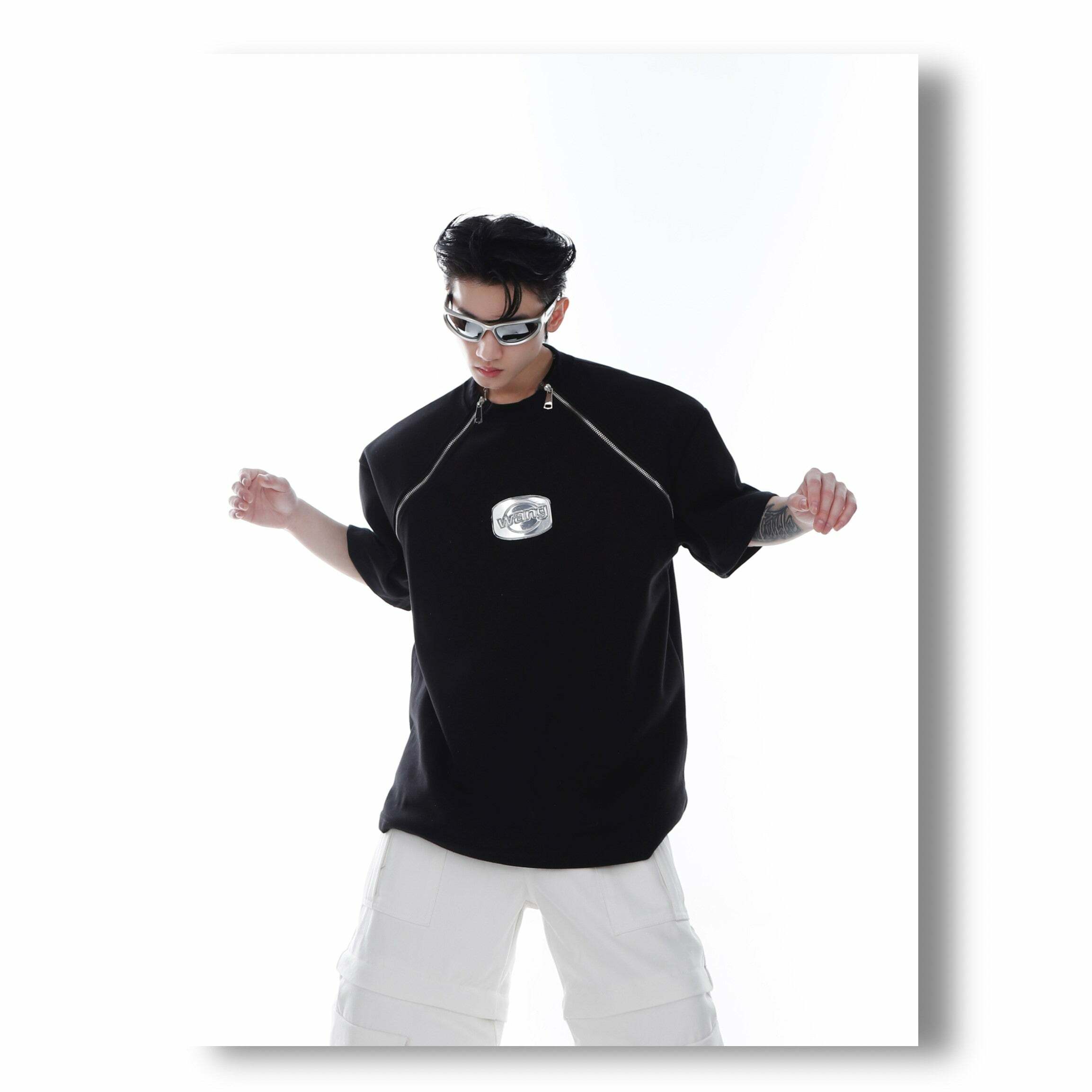 CulturE Zipper Tee - Y2K Summer Grunge, 90s Retro, Pastel Goth, Y2K Club & Party Out