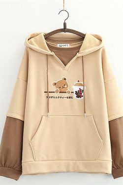 Cute Bear Hoodie - Y2K Summer, 90s Grunge, Retro Style, Pastel Goth, Y2K Club & Party Outfits