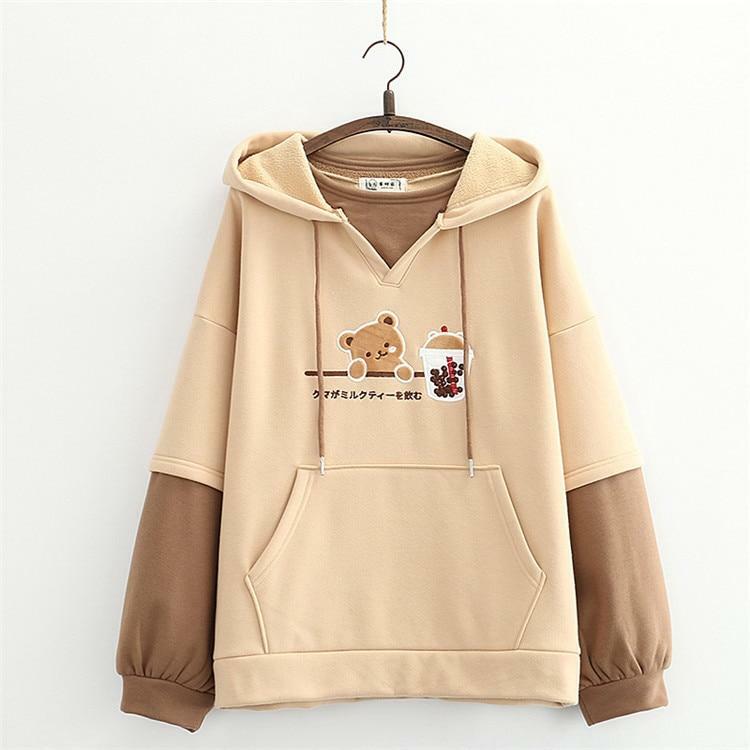 Cute Bear Hoodie - Y2K Summer, 90s Grunge, Retro Style, Pastel Goth, Y2K Club & Party Outfits