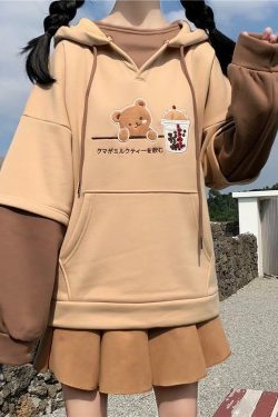 Cute Bear Hoodie - Y2K Summer, 90s Grunge, Retro Style, Pastel Goth, Y2K Club & Party Outfits
