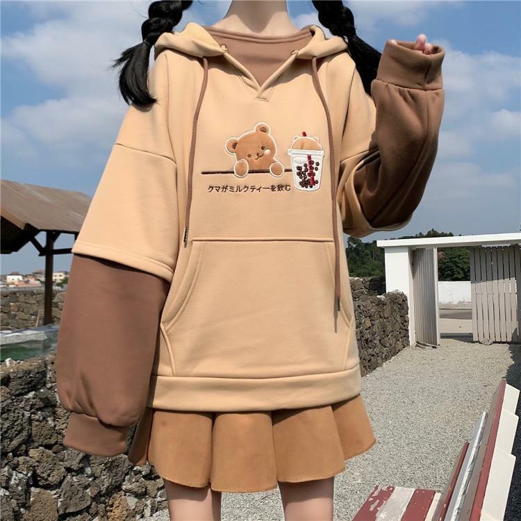 Cute Bear Hoodie - Y2K Summer, 90s Grunge, Retro Style, Pastel Goth, Y2K Club & Party Outfits