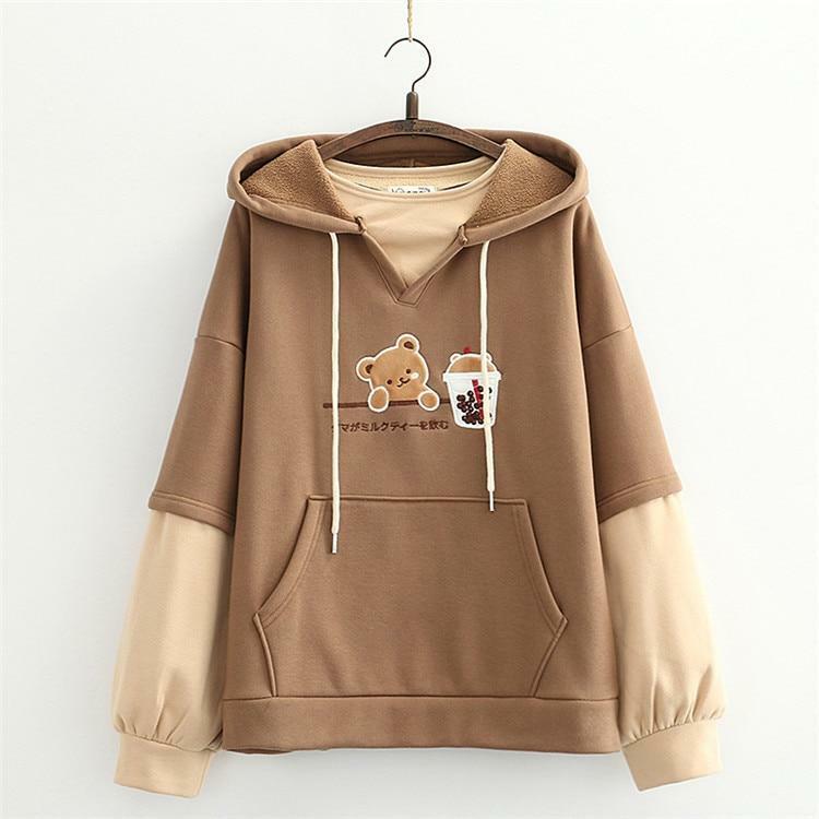 Cute Bear Hoodie - Y2K Summer, 90s Grunge, Retro Style, Pastel Goth, Y2K Club & Party Outfits