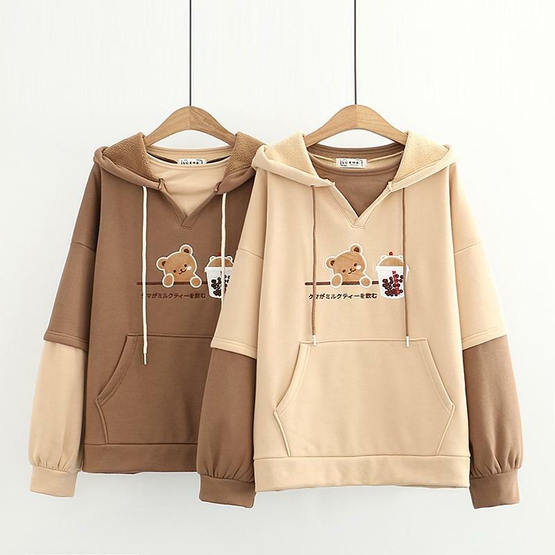 Cute Bear Hoodie - Y2K Summer, 90s Grunge, Retro Style, Pastel Goth, Y2K Club & Party Outfits