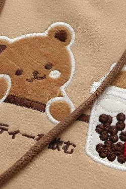 Cute Bear Hoodie - Y2K Summer, 90s Grunge, Retro Style, Pastel Goth, Y2K Club & Party Outfits