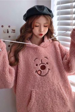 Cute Bear Hoodie - Y2K Summer, 90s Grunge, Retro Style, Pastel Goth, Y2K Club & Party Outfits
