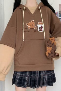 Cute Bear Hoodie - Y2K Summer, 90s Grunge, Retro Style, Pastel Goth, Y2K Club & Party Outfits