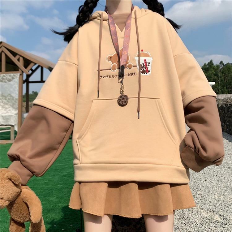 Cute Bear Hoodie - Y2K Summer, 90s Grunge, Retro Style, Pastel Goth, Y2K Club & Party Outfits