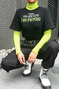 Cute But Psycho Shirt - Y2K Grunge, 90s Fashion, Retro Style, Summer Outfits, Baby Tees