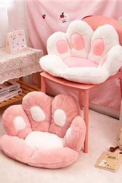 Cute Fluffy Paw Seat Cushion - Soft Pink, Perfect for Y2K and 90s Grunge Summer Outfits