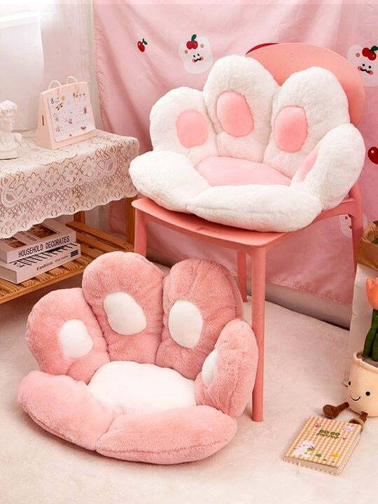 Cute Fluffy Paw Seat Cushion - Soft Pink, Perfect for Y2K and 90s Grunge Summer Outfits