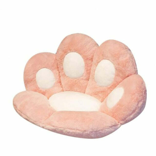 Cute Fluffy Paw Seat Cushion - Soft Pink, Perfect for Y2K and 90s Grunge Summer Outfits