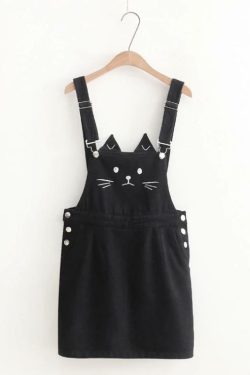 Cute Kitty Denim Overalls - Y2K Summer, 90s Grunge, Retro Style, Y2K Party & Club Outfits