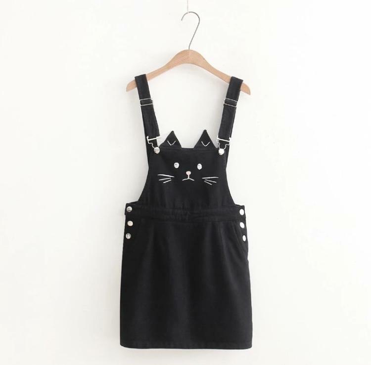 Cute Kitty Denim Overalls - Y2K Summer, 90s Grunge, Retro Style, Y2K Party & Club Outfits