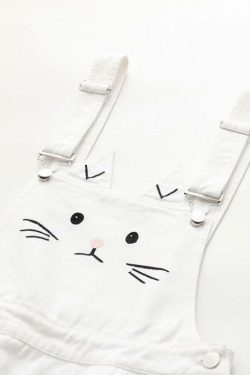 Cute Kitty Denim Overalls - Y2K Summer, 90s Grunge, Retro Style, Y2K Party & Club Outfits