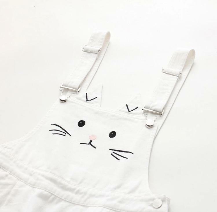 Cute Kitty Denim Overalls - Y2K Summer, 90s Grunge, Retro Style, Y2K Party & Club Outfits