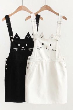 Cute Kitty Denim Overalls - Y2K Summer, 90s Grunge, Retro Style, Y2K Party & Club Outfits
