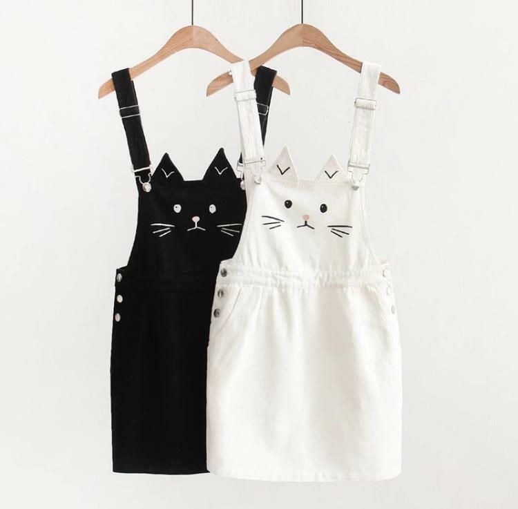 Cute Kitty Denim Overalls - Y2K Summer, 90s Grunge, Retro Style, Y2K Party & Club Outfits