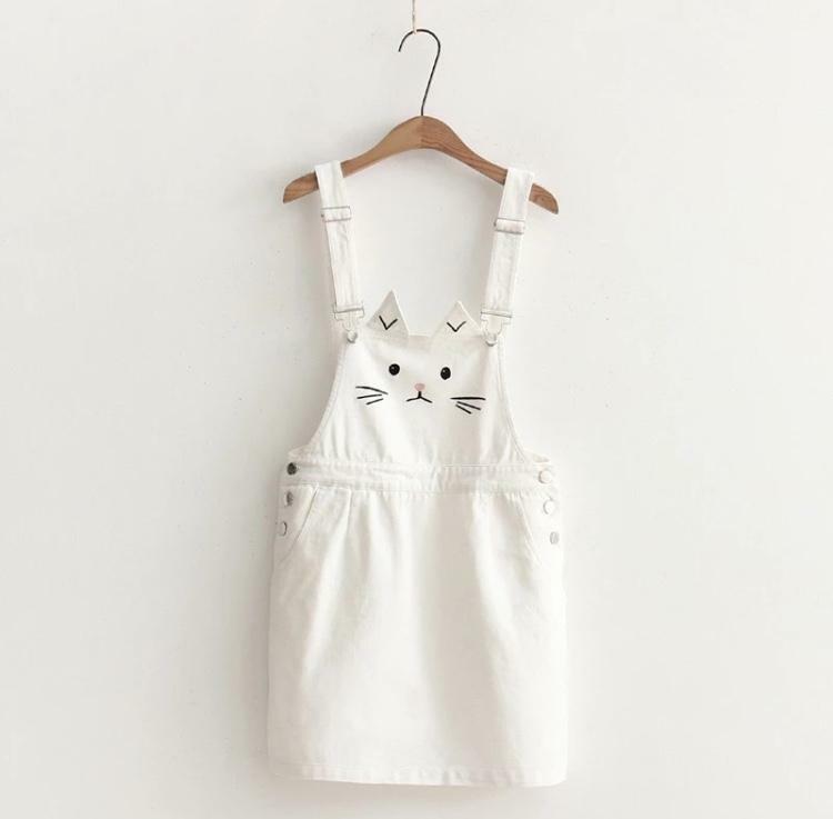 Cute Kitty Denim Overalls - Y2K Summer, 90s Grunge, Retro Style, Y2K Party & Club Outfits