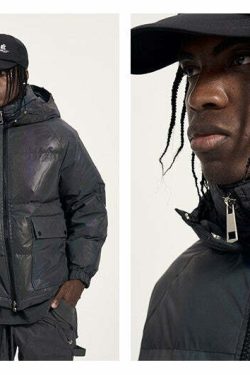 CWHAT 3M Reflective Puffer Jacket - Y2K Summer, 90s Grunge, Retro Hip Hop, Pastel Goth Fashion