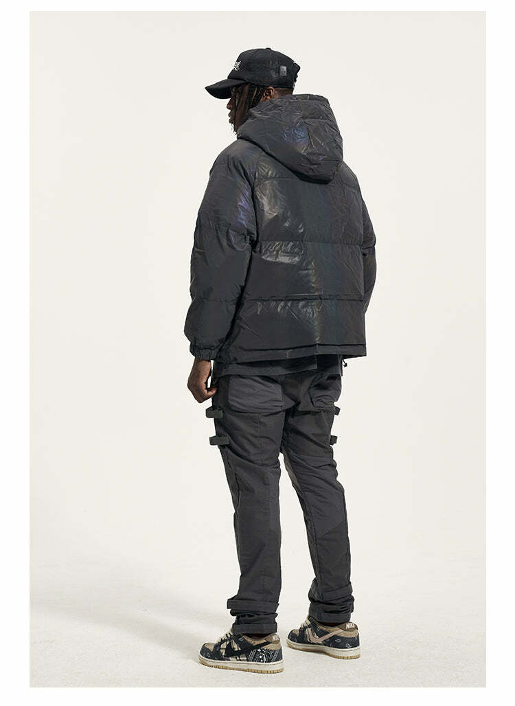 CWHAT 3M Reflective Puffer Jacket - Y2K Summer, 90s Grunge, Retro Hip Hop, Pastel Goth Fashion