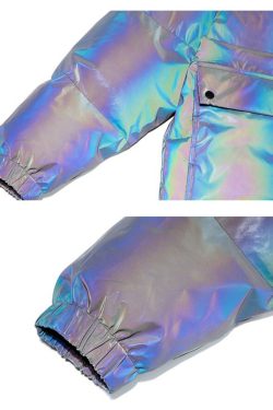 CWHAT 3M Reflective Puffer Jacket - Y2K Summer, 90s Grunge, Retro Hip Hop, Pastel Goth Fashion