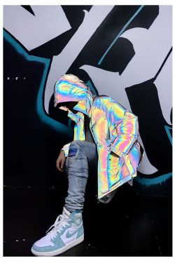 CWHAT 3M Reflective Puffer Jacket - Y2K Summer, 90s Grunge, Retro Hip Hop, Pastel Goth Fashion